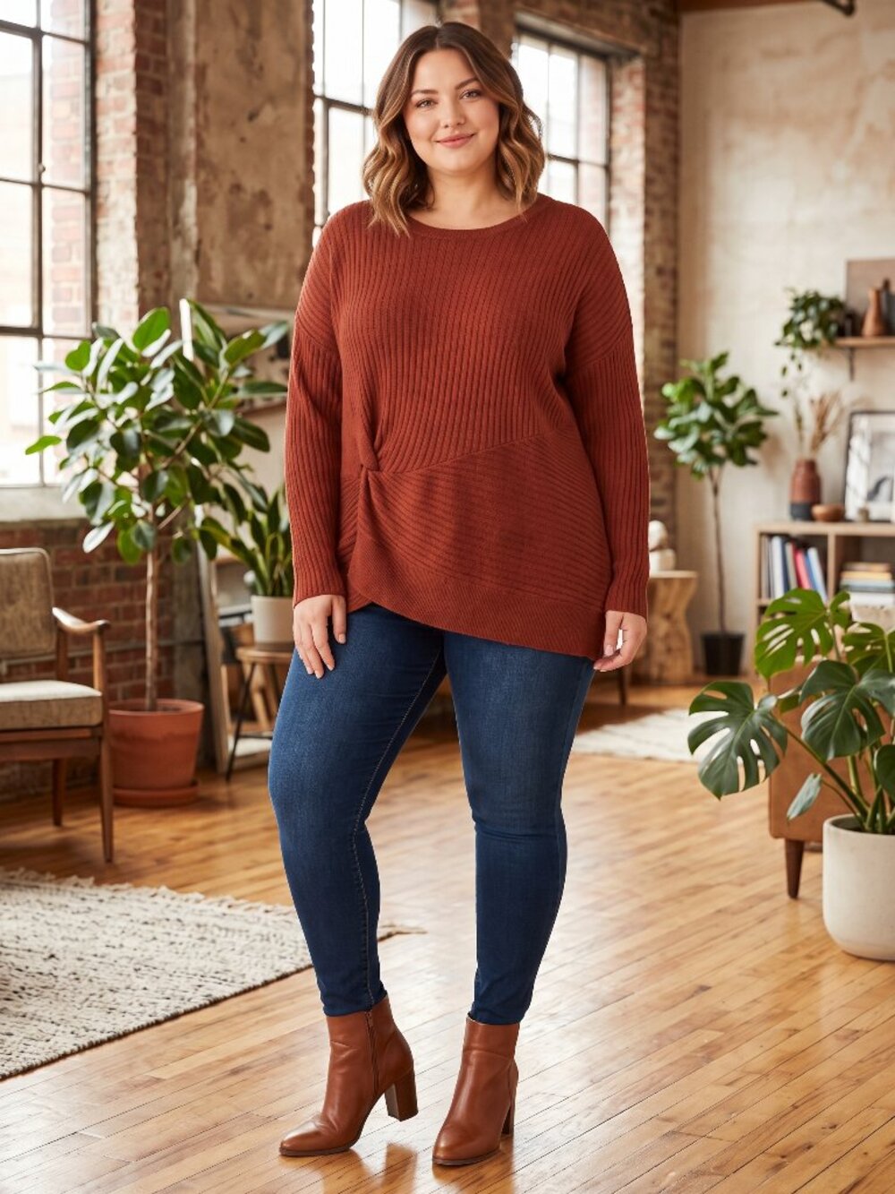 LOFT Outlet Ribbed Knit Sweater XL Knot Front Detail Fall Winter Must-Have